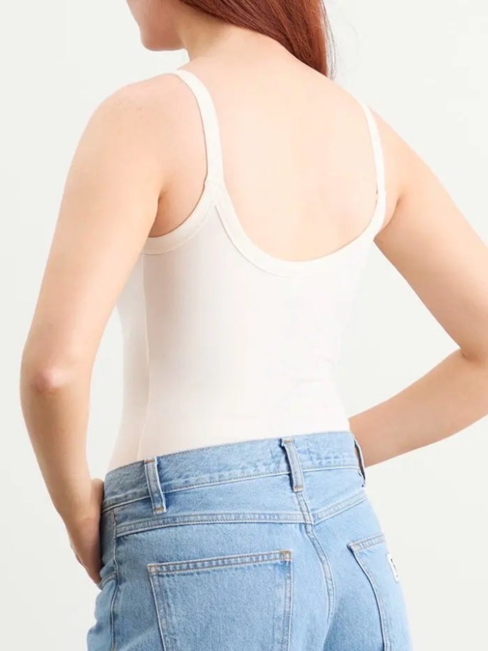 Skims Cotton Jersey Scoop Neck Bodysuit Sz L Marble Stretch Soft Tank Top - Picture 5 of 7